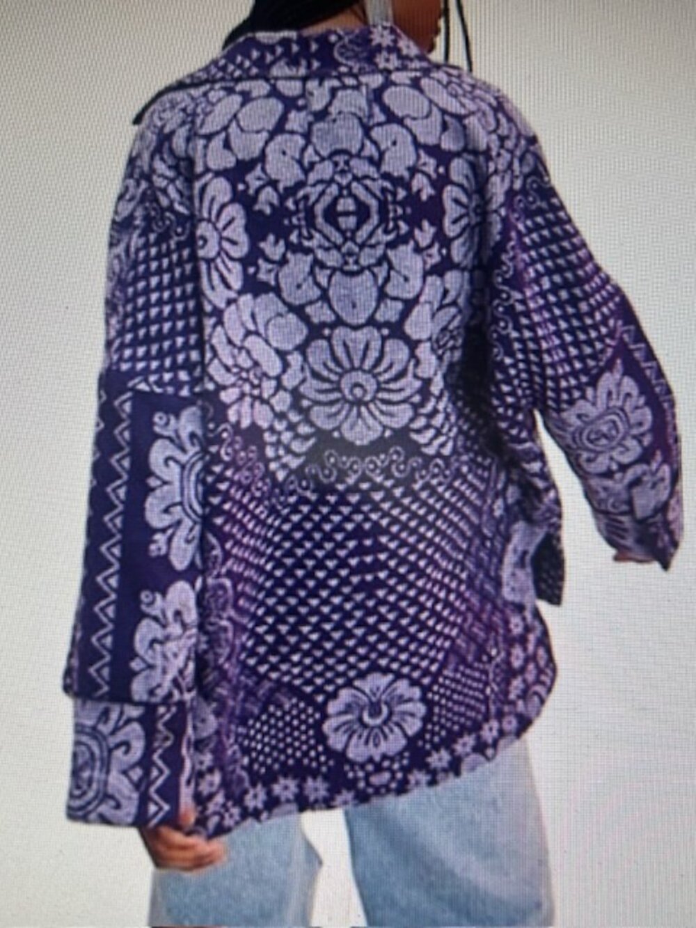 We The Free Free People Butterfly Jacquard Shirt Jacket Purple Blue Combo NEW - Picture 9 of 16